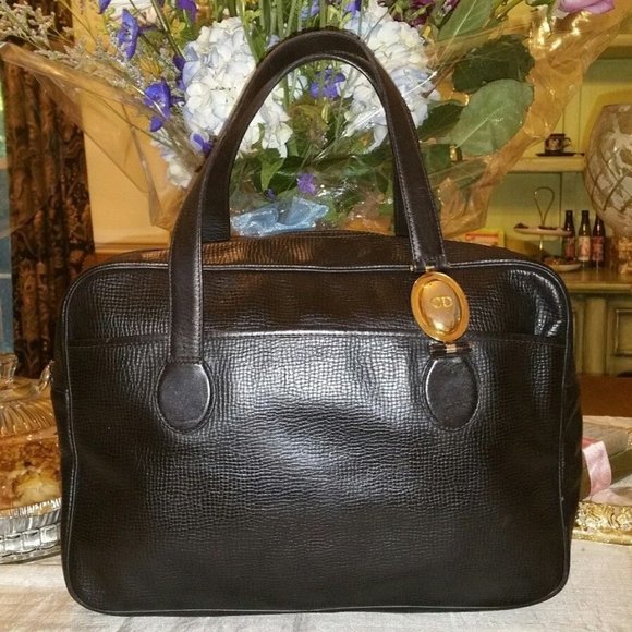 Dior Handbags - Dior vintage black leather handbag purse